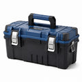 Boîte à outils 50 cm en plastique bleu noir portable à fermetures métalliques