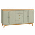 Buffet 160 x 40 x 85 cm vert sauge bois 4 portes 4 tiroirs style scandinave