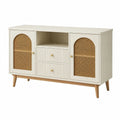 Buffet 120 x 40 x 75 cm beige en bois et cannage rangement style naturel