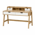 Bureau 120 x 60 x 100 cm en bois chêne et blanc avec tiroirs style scandinave