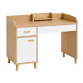 Bureau enfant 120 x 60 cm en bois blanc et chêne avec rangements style scandinave