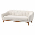 Canapé 3 places 200 cm en tissu crème avec pieds en bois style moderne