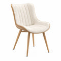 Chaise 59 x 61 x 85 cm en bois et tissu bouclé blanc - Assise rembourrée style scandinave