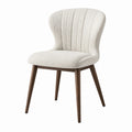 Chaise de salle à manger 56 x 62 x 86 cm en tissu bouclé écru avec pieds en bois style contemporain