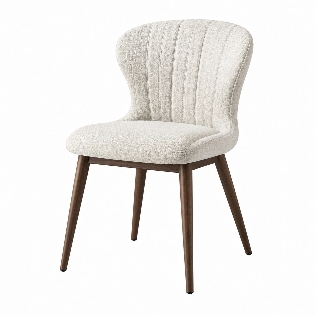 Chaise de salle à manger 56 x 62 x 86 cm en tissu bouclé écru avec pieds en bois style contemporain