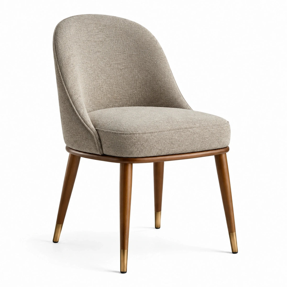 Chaise de salle à manger 55 x 60 x 85 cm en tissu beige pieds en bois style contemporain